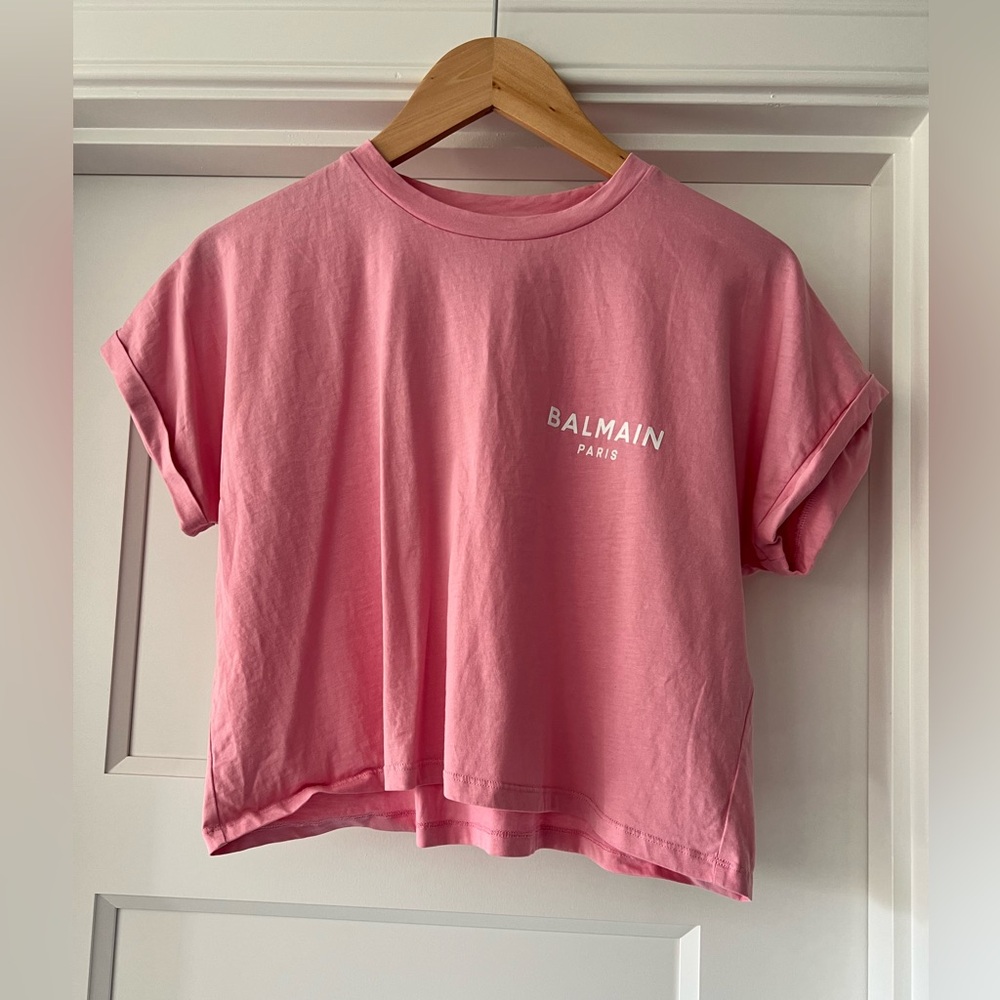 Balmain Cropped Tee- Size Small
